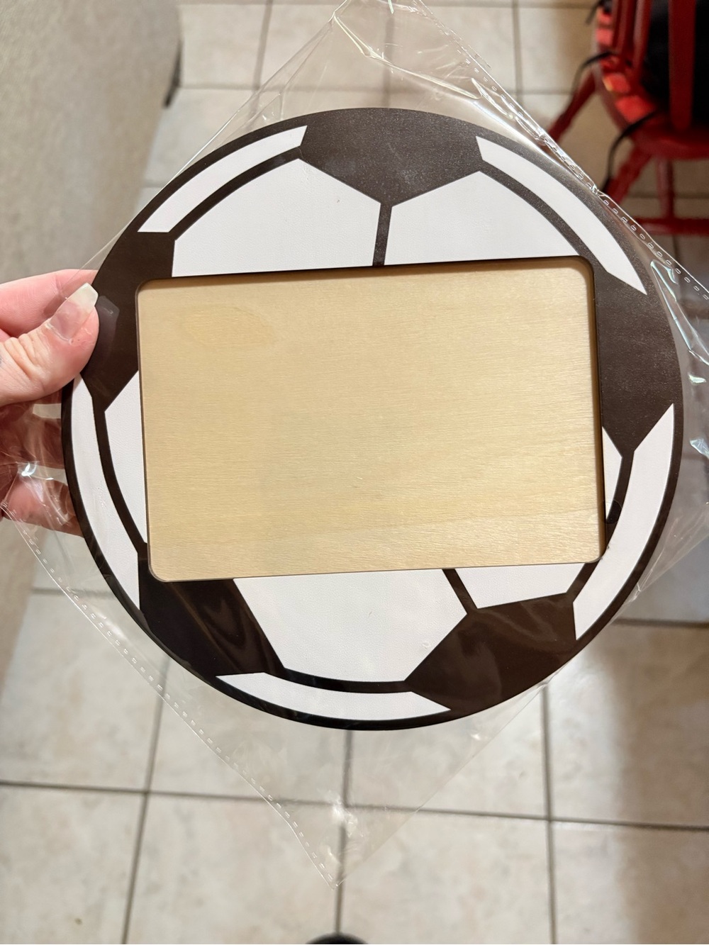 Soccer Ball Wooden Photo Frame - Black & White